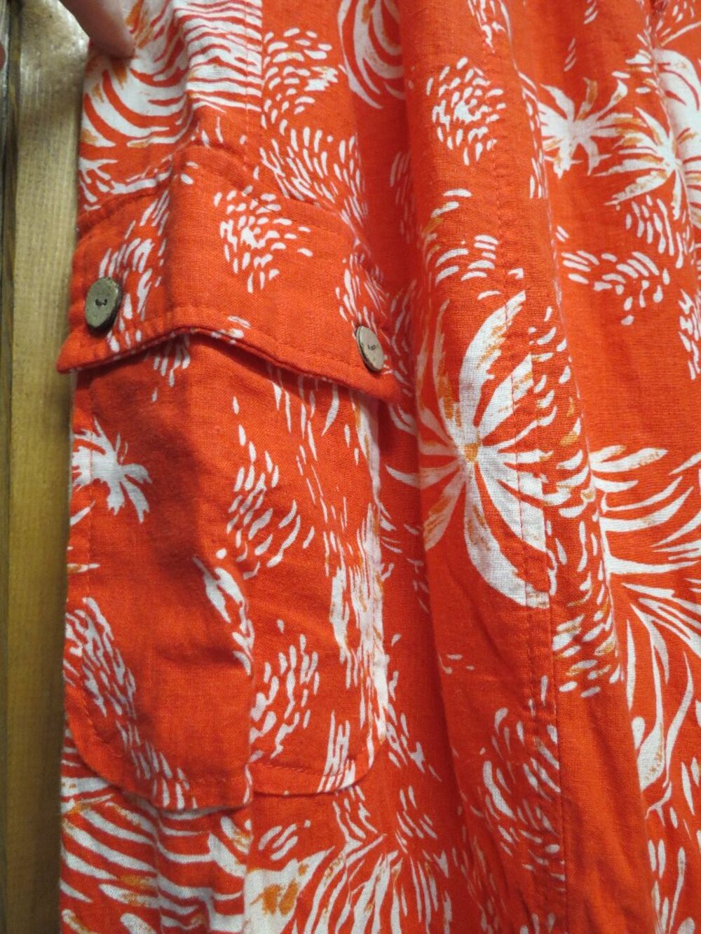 Christian Siriano Tropical Print Red Cream Pants size Medium Linen Blend